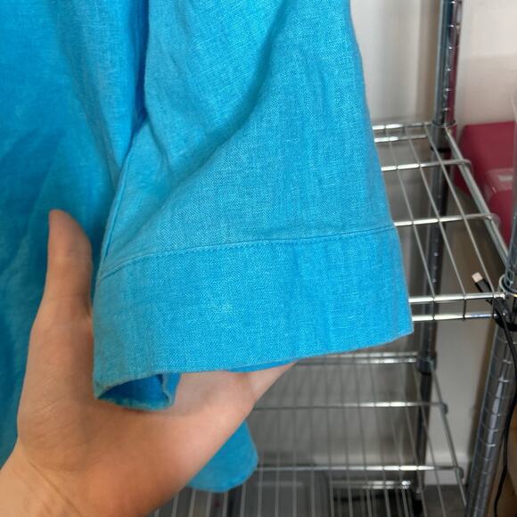 Carole Little Women's Linen Blend Tunic Top Size 1X Vibrant Coastal Euro Summer - Picture 9 of 11